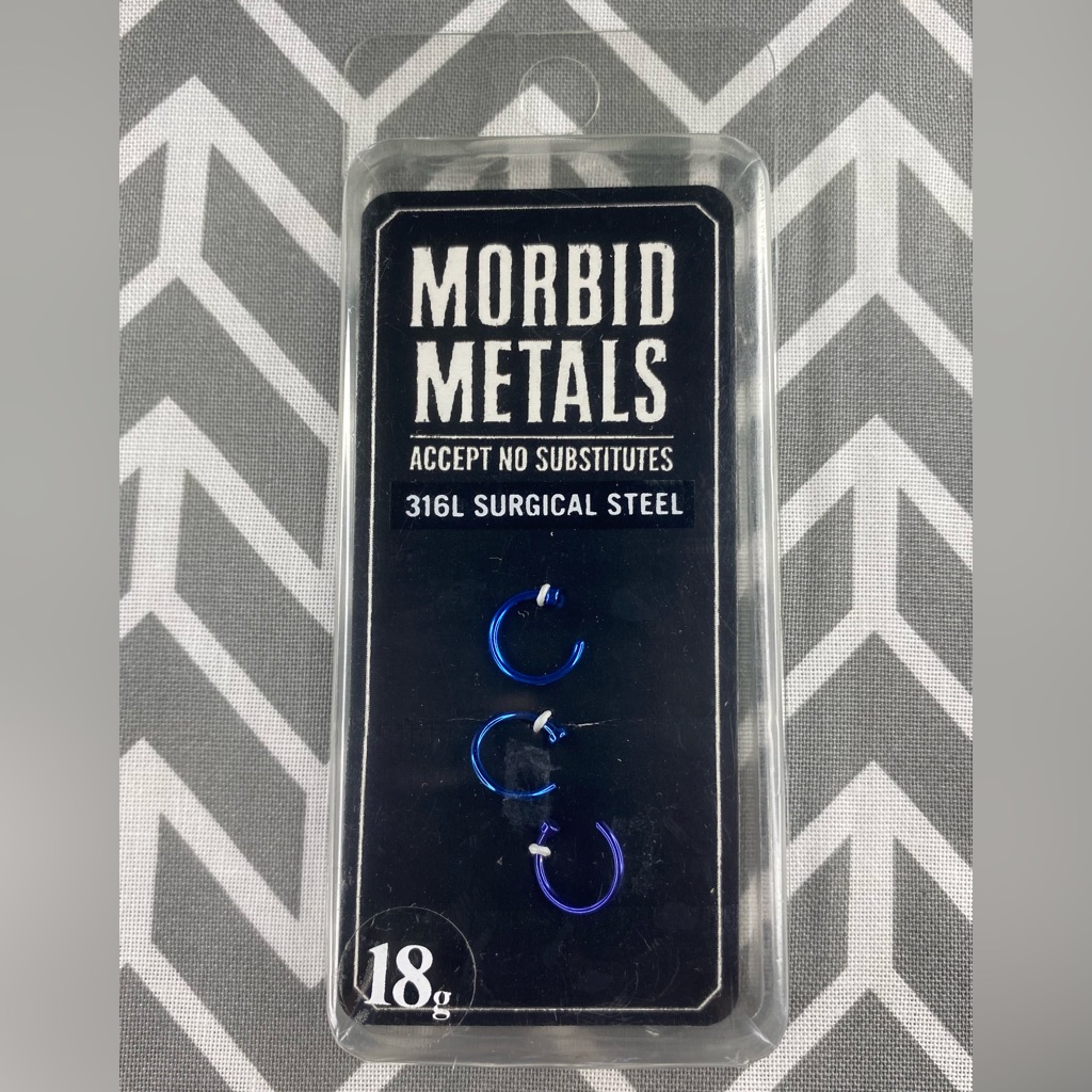 Morbid Metals - Nose Hoop Surgical Steel - Blues - 3pk - 18g